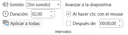 Configuración de intervalos de diapositivas en PowerPoint: sonido, duración y avance