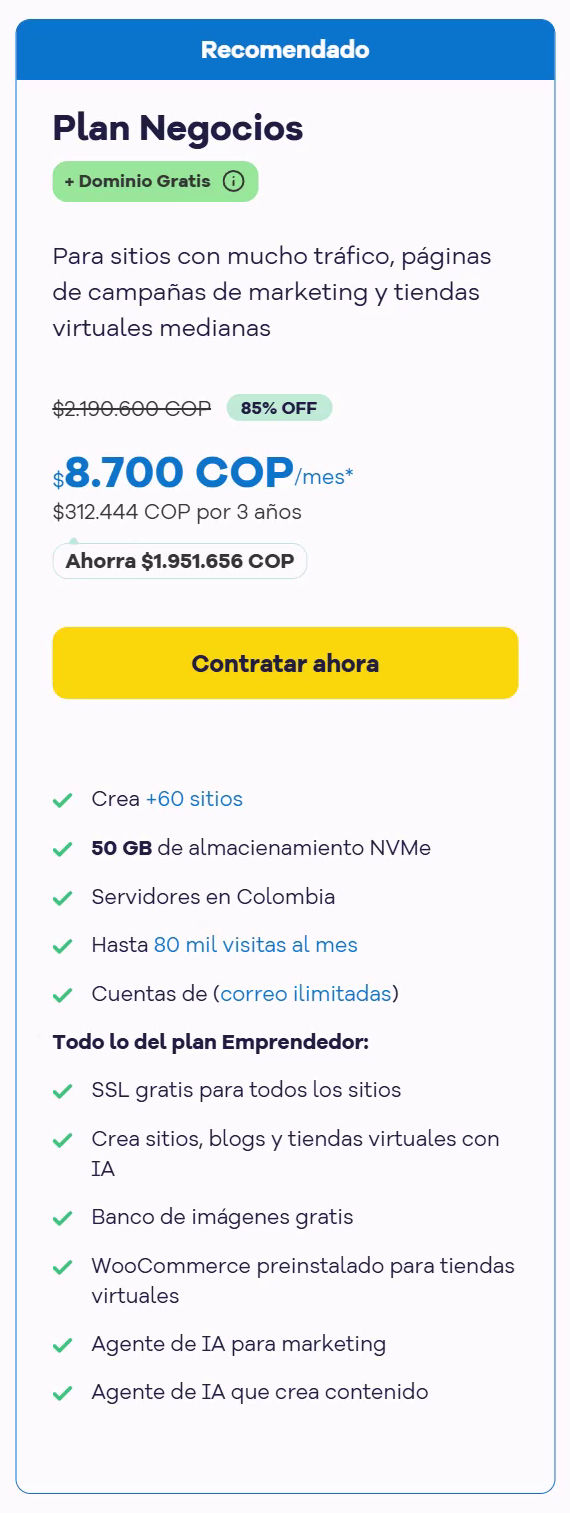 Herramientas de tienda online y WooCommerce del Plan Negocios. Plan Negocios para Tiendas Online