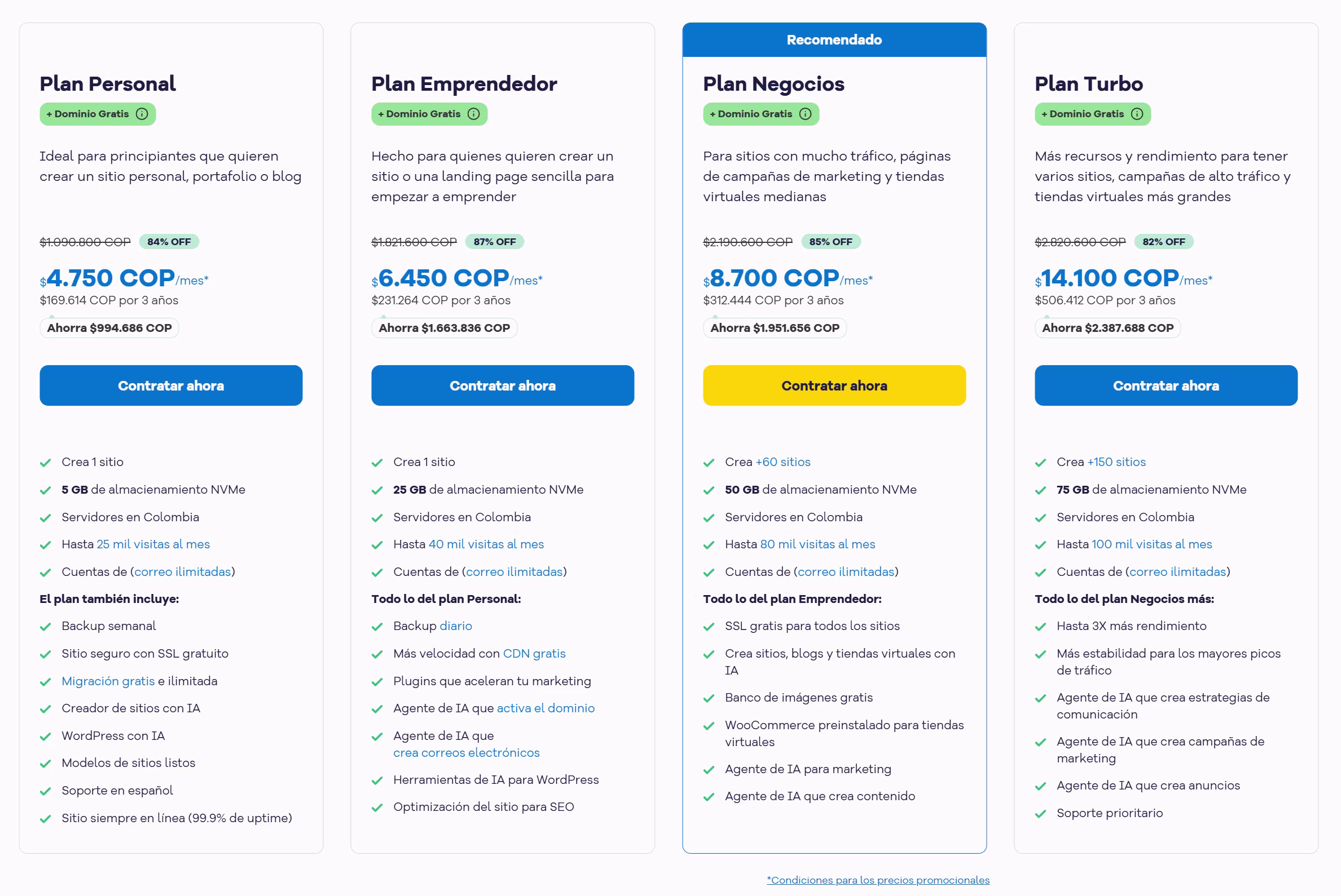 Comparativa de precios y descuentos HostGator Tabla de precios y descuentos actuales de los planes de HostGator.